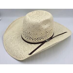 Twister Twisted Weave Western Straw Hat Medium Vent Cowboy Durable Natural Ivory